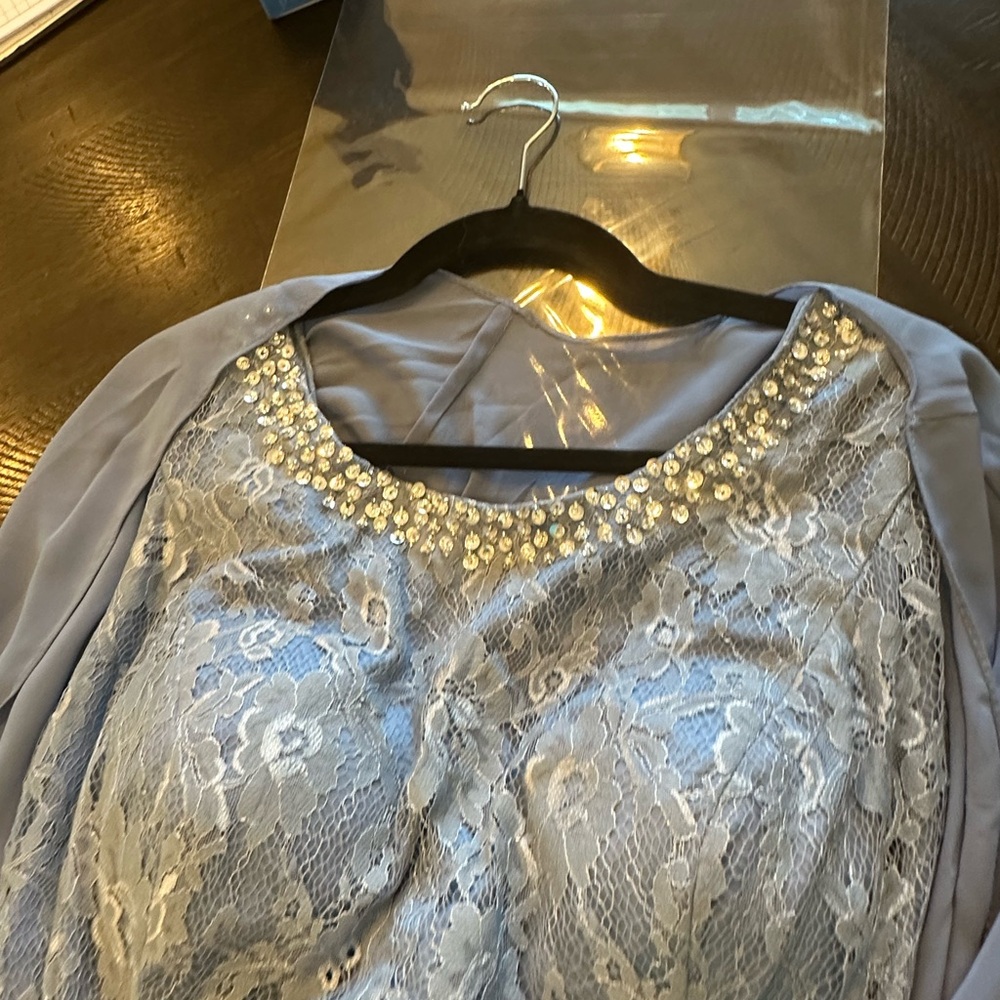 NWT Chic Blue Lace Maxi Dress with Overlay NWT - Picture 10 of 13